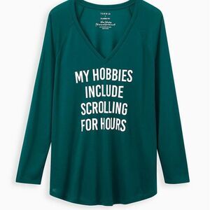 Torrid Classic Fit Raglan Tee - Hobbies Scroll Green 4X
